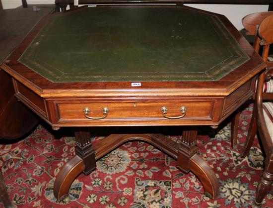 A late Victorian mahogany octagonal top library table, W.108cms